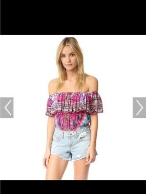 NWOT Camilla Franks Off Shoulder Frill Top Desert Discotheque Silk M